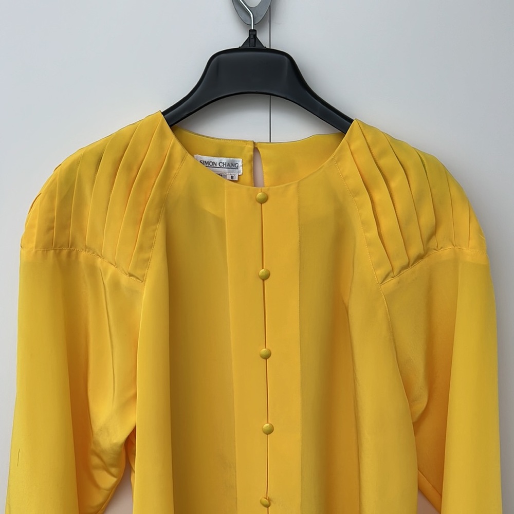 SIMON CHANG | Yellow Blouse with Pleated Details - Picture 9 of 14